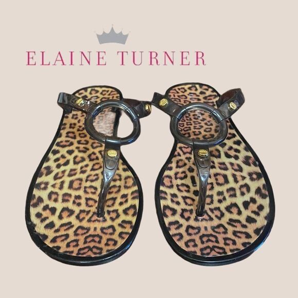 Elaine Turner Cheetah Thong Sandals 8 - Picture 3 of 5